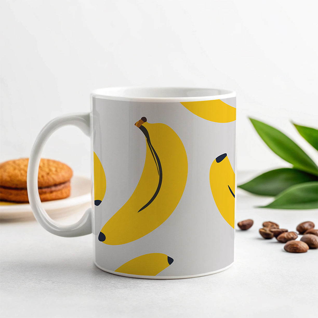 Bananas Scattered Pattern Ceramic Tea Coffee Mug Cup - 11oz