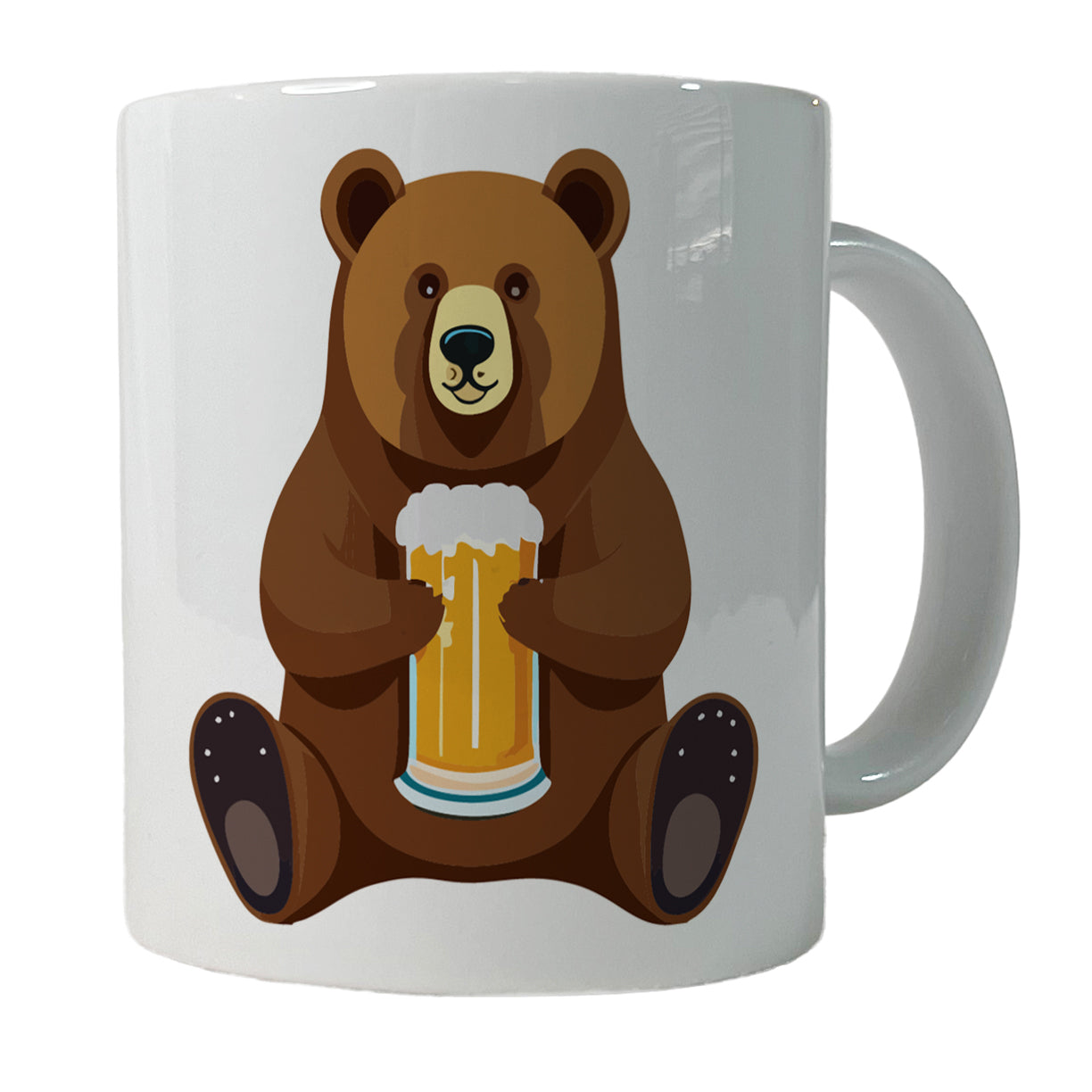 Bear Drinking Beer Sitting Funny Ceramic Tea Coffee Mug Cup - 11oz