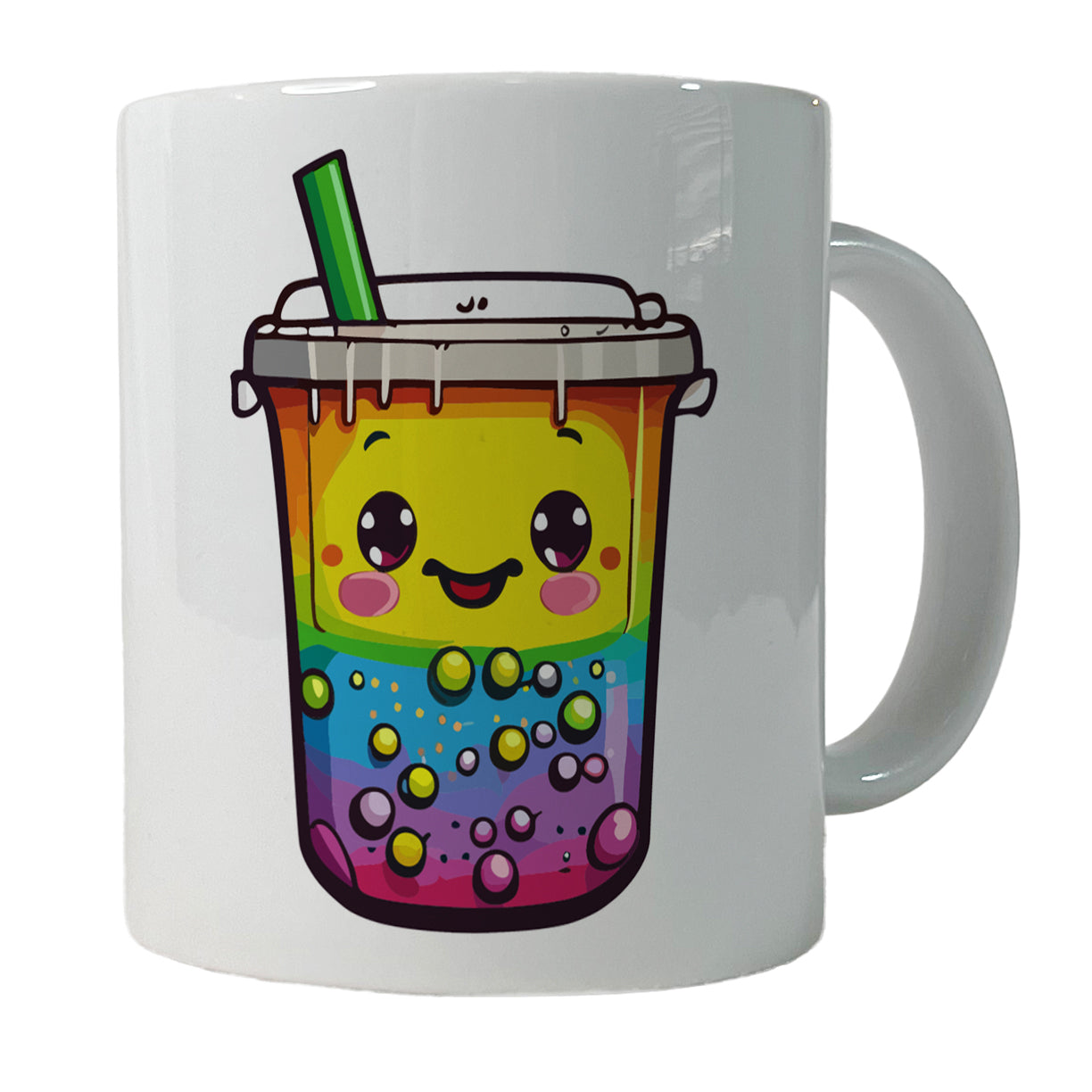 Boba Bubble Tea Rainbow Cute Ceramic Tea Coffee Mug Cup - 11oz
