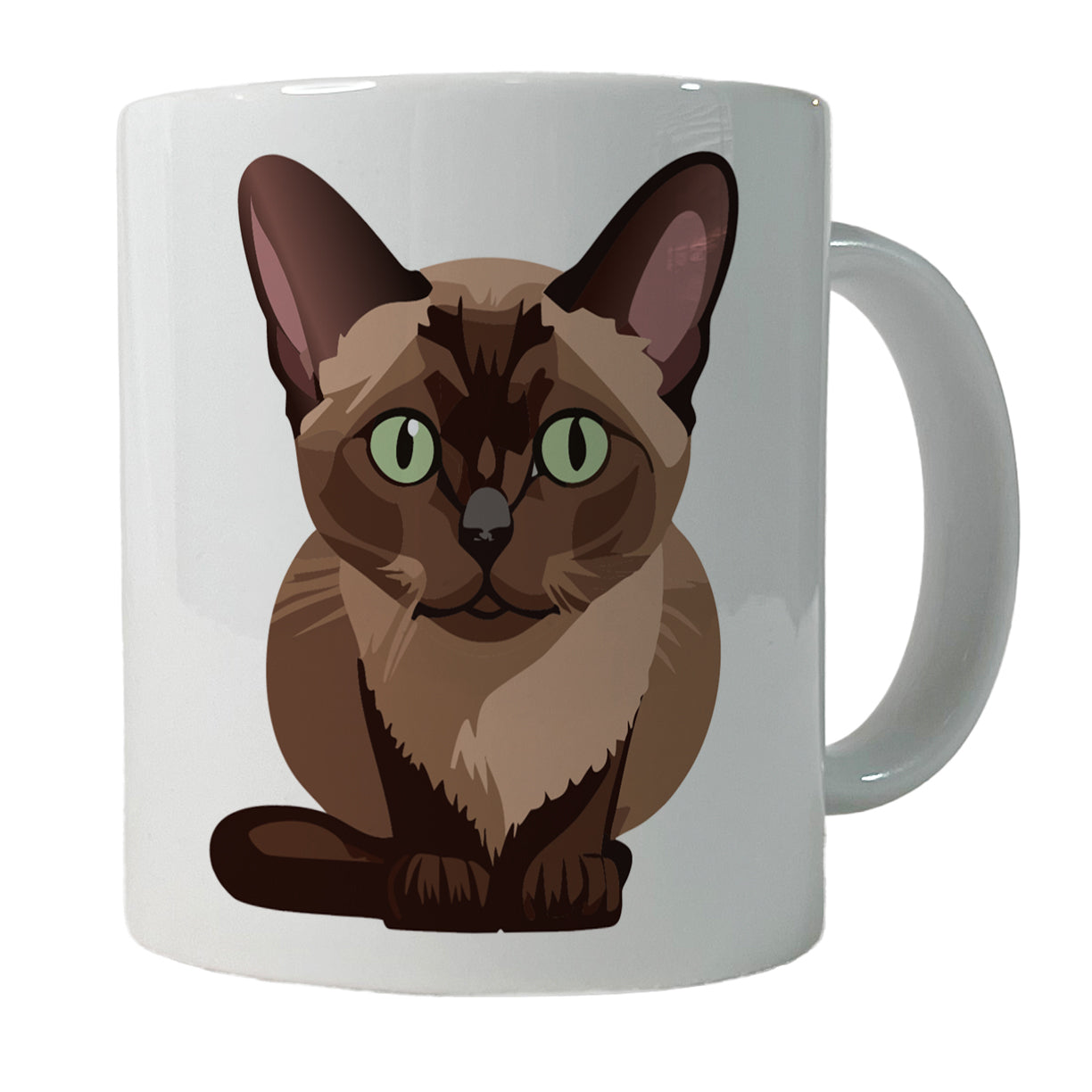 Burmese Cat Crouched Ceramic Tea Coffee Mug Cup - 11oz