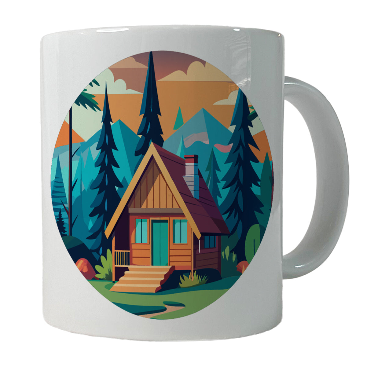 Cabin in the Forest Rustic Log Ceramic Tea Coffee Mug Cup - 11oz