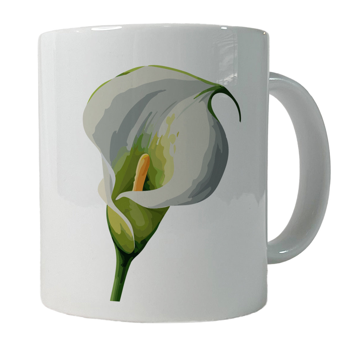 Calla Lily Flower White Ceramic Tea Coffee Mug Cup - 11oz
