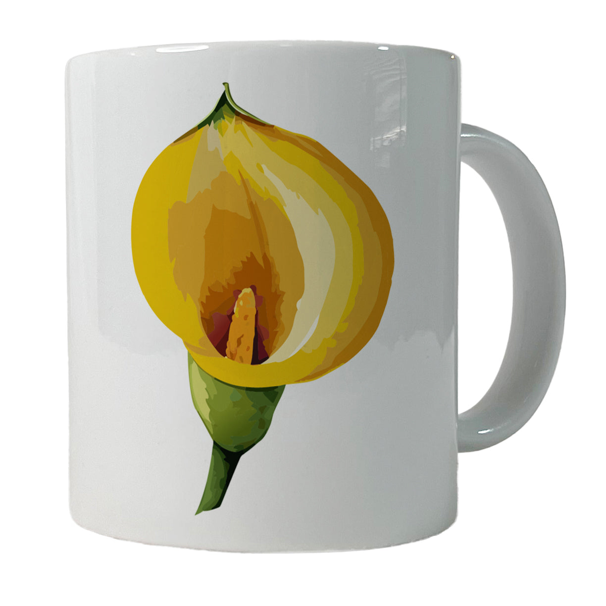 Calla Lily Flower Yellow Ceramic Tea Coffee Mug Cup - 11oz