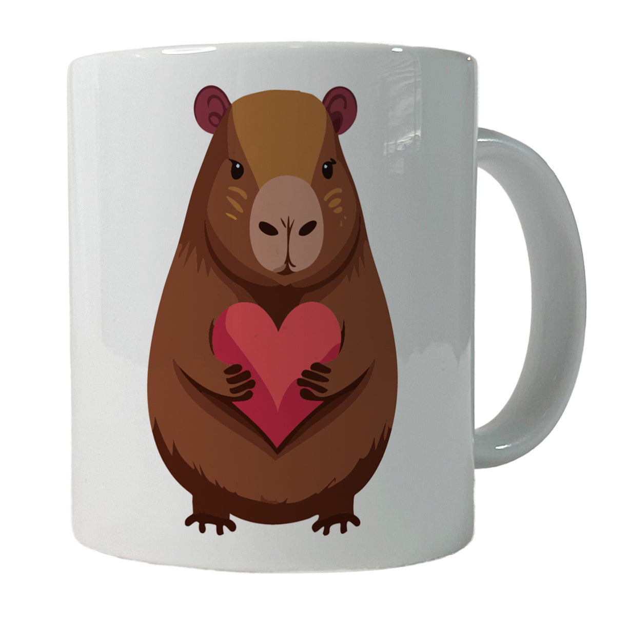 Capybara Love Holding Heart Valentines Day Anniversary Ceramic Tea Coffee Mug Cup - 11oz