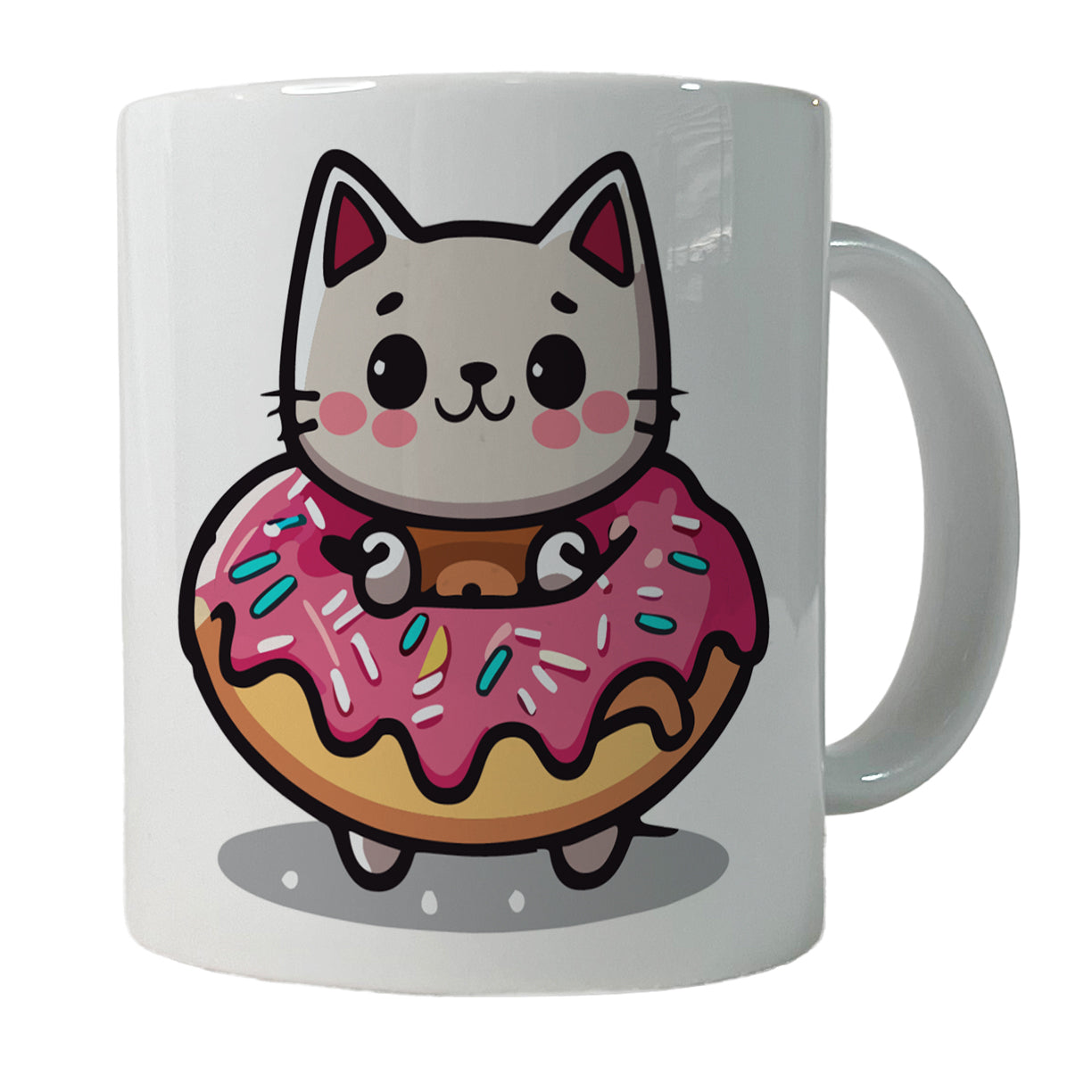 Cat Kawaii Cute in Donut Ceramic Tea Coffee Mug Cup - 11oz