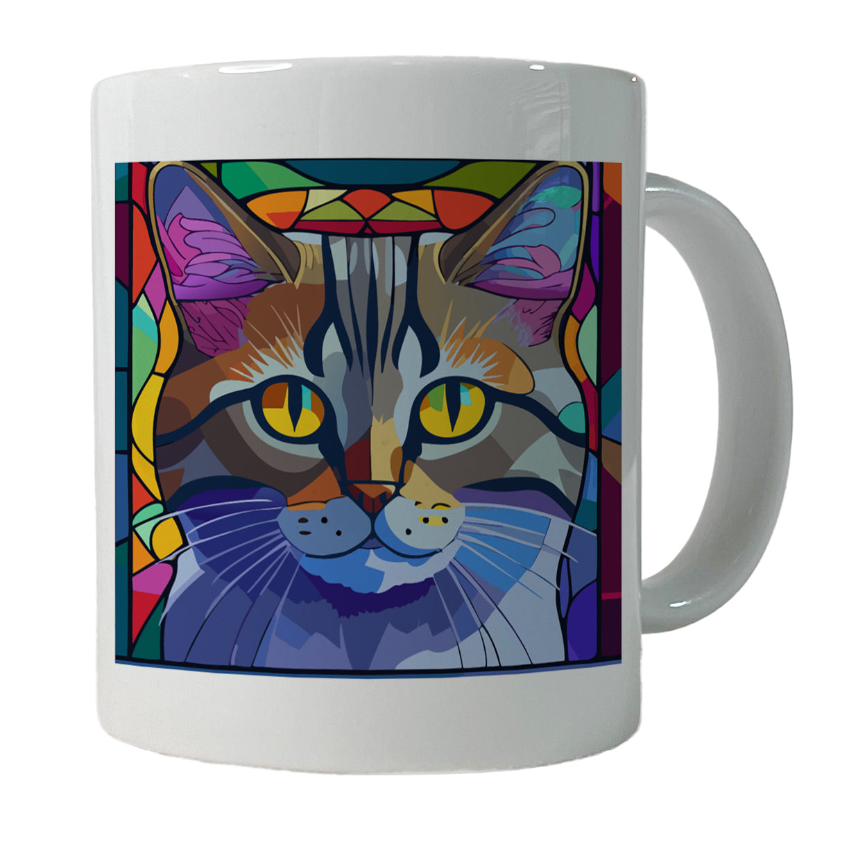 Cat Stained Glass Style Ceramic Tea Coffee Mug Cup - 11oz