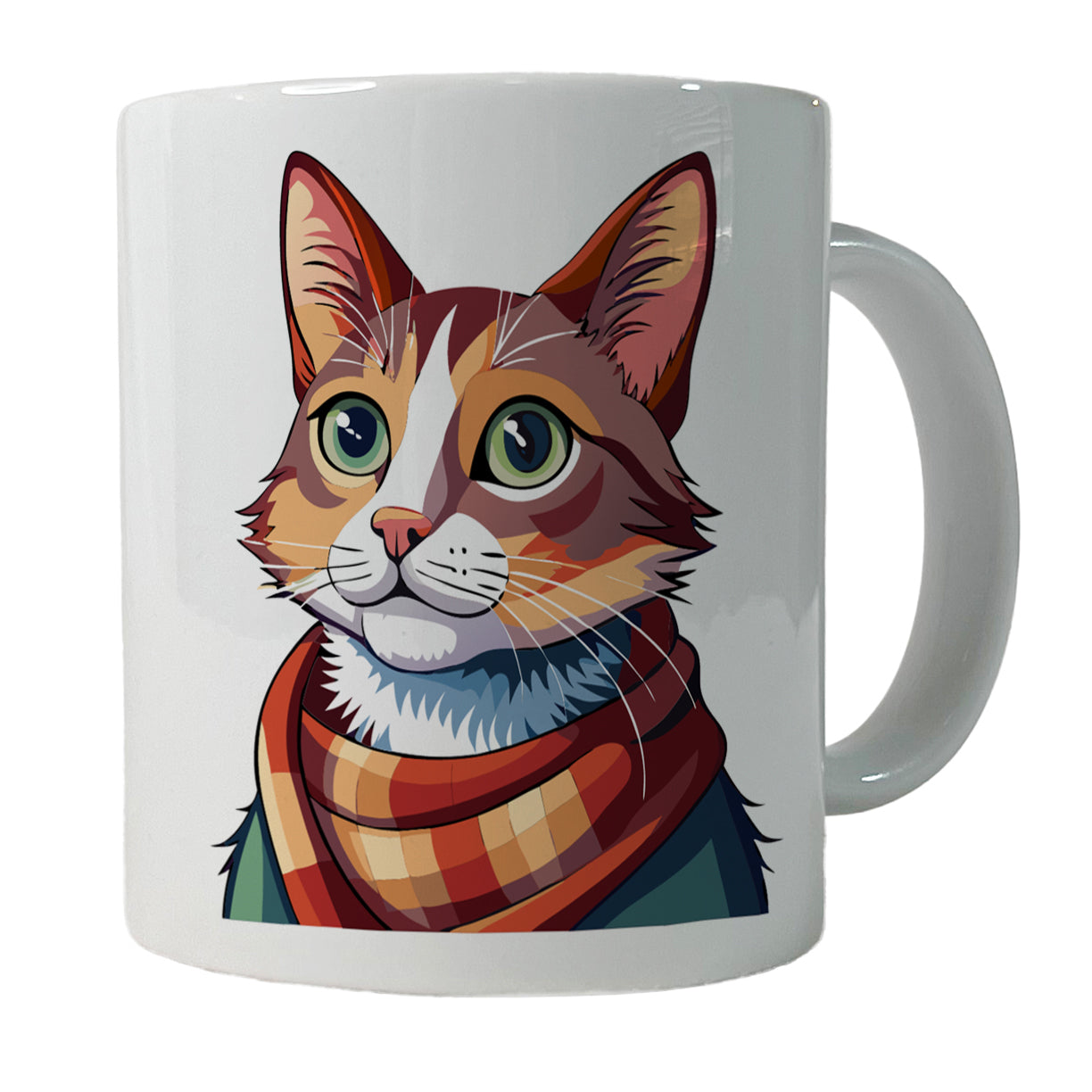 Cat Wearing Scarf Ceramic Tea Coffee Mug Cup - 11oz