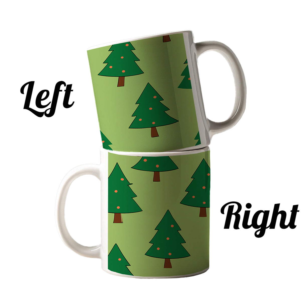 Christmas Trees Green Pattern Ceramic Tea Coffee Mug Cup - 11oz