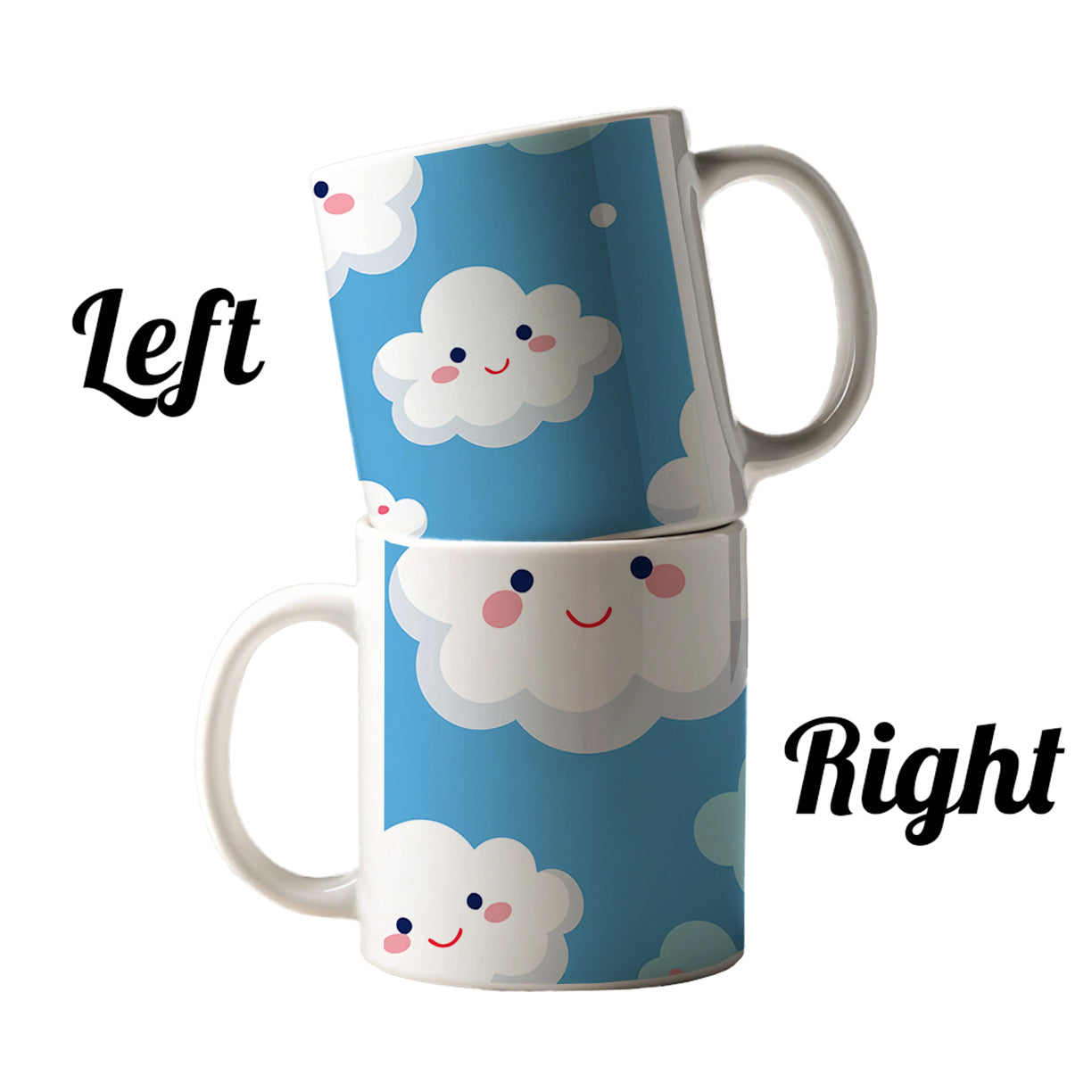 Clouds Happy Smiling Cute Pattern Ceramic Tea Coffee Mug Cup - 11oz
