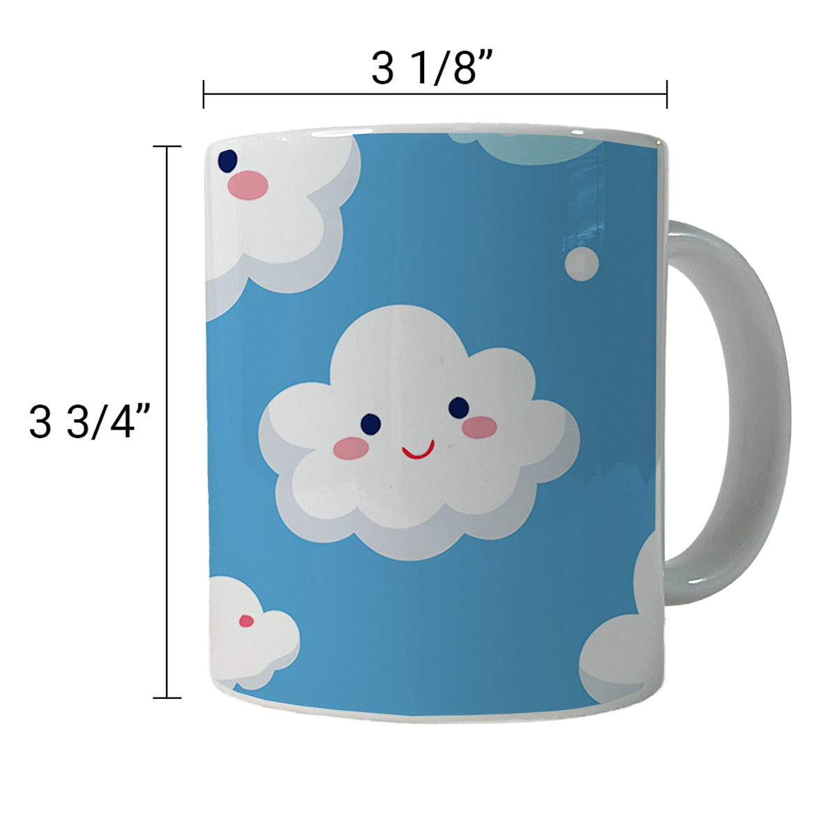 Clouds Happy Smiling Cute Pattern Ceramic Tea Coffee Mug Cup - 11oz