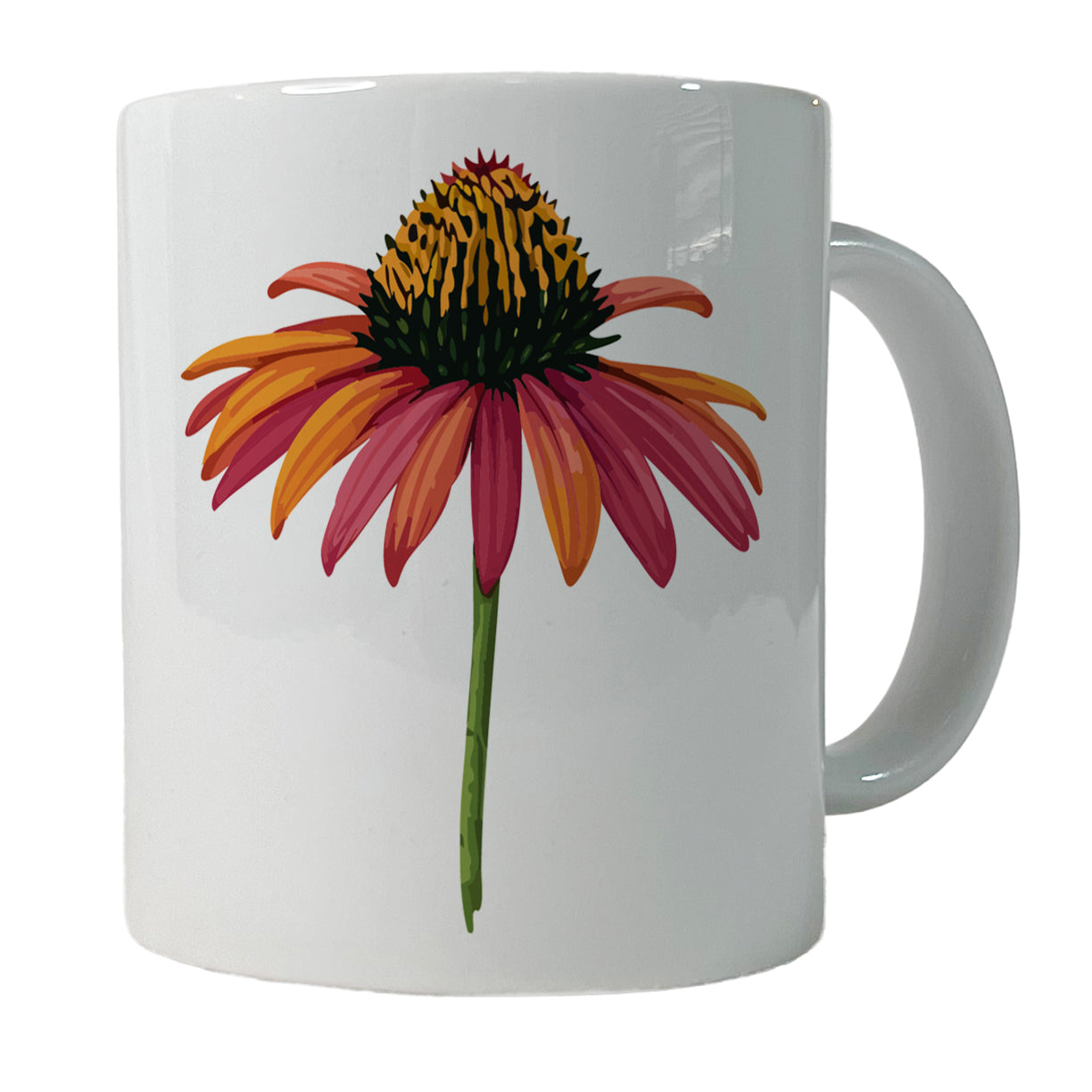 Coneflower Flower Watercolor Ceramic Tea Coffee Mug Cup - 11oz