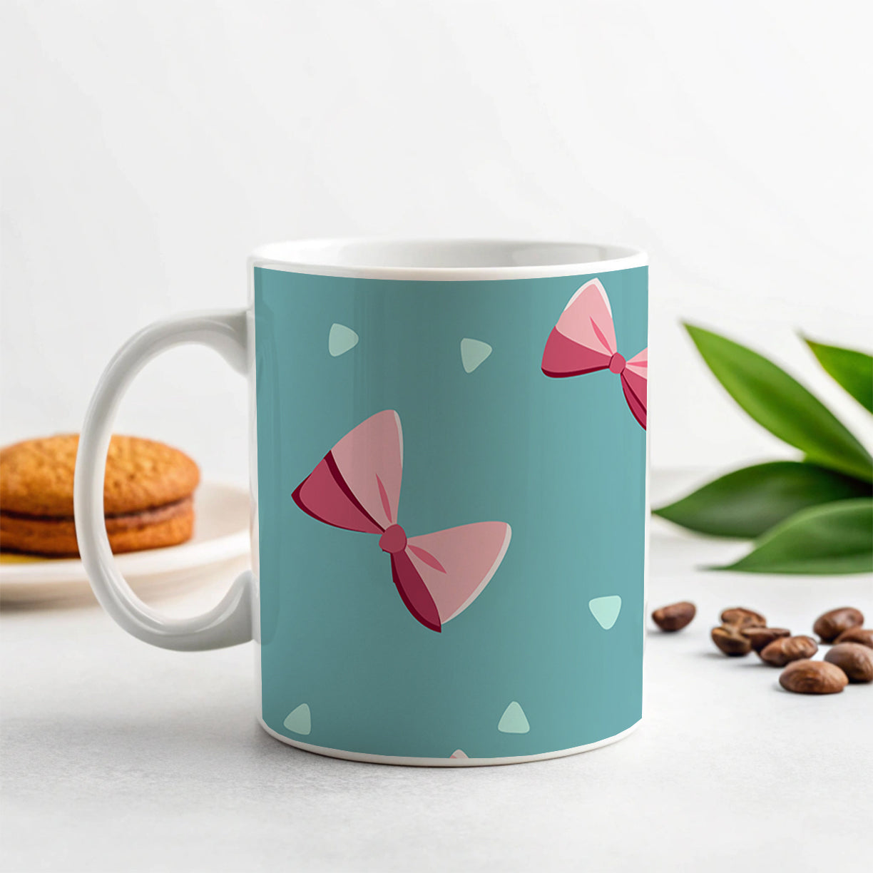Coquette Pink Bows Scattered Ceramic Tea Coffee Mug Cup - 11oz