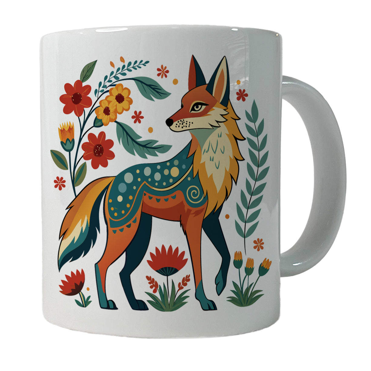 Coyote Floral Flowers Ceramic Tea Coffee Mug Cup - 11oz