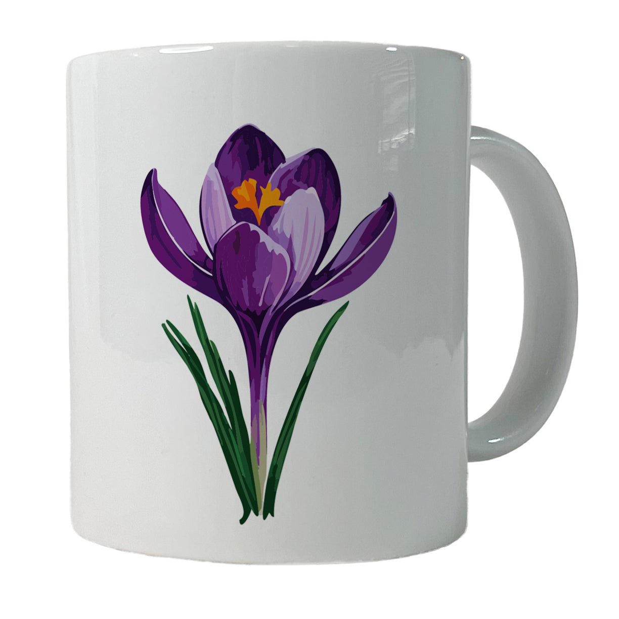 Crocus Flower Purple Watercolor Ceramic Tea Coffee Mug Cup - 11oz