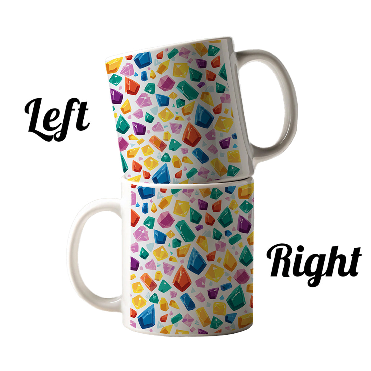 Crystals Gems Gemstones Colorful Pattern Ceramic Tea Coffee Mug Cup - 11oz