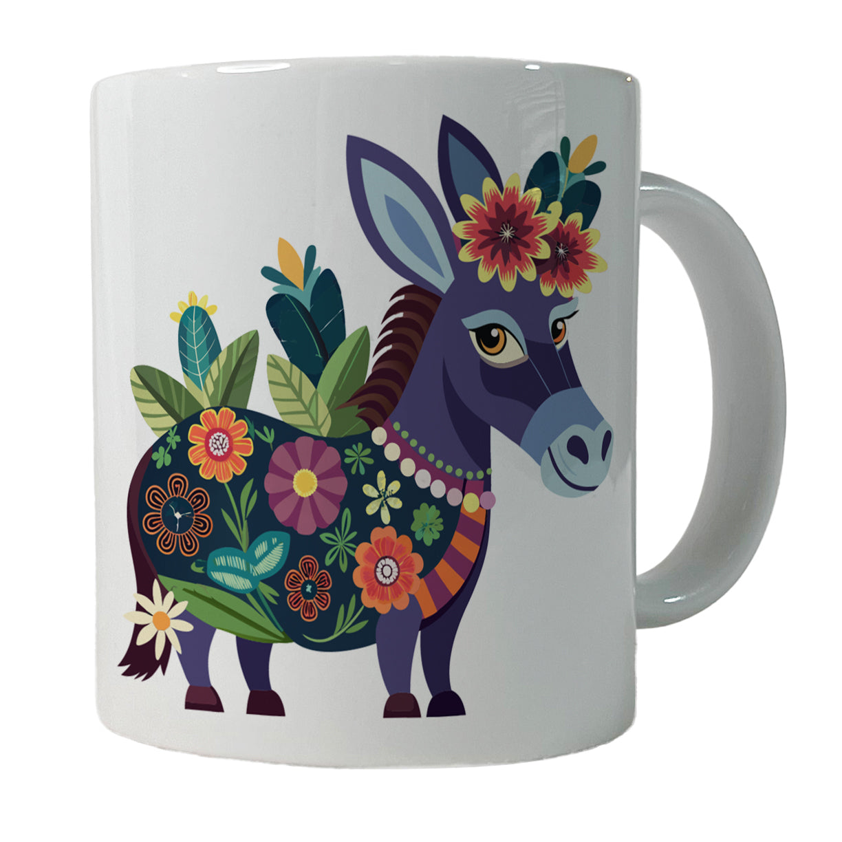 Donkey Floral Flowers Ceramic Tea Coffee Mug Cup - 11oz