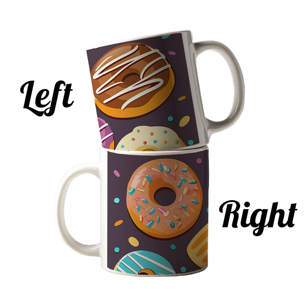 Donuts Scattered Ceramic Tea Coffee Mug Cup - 11oz
