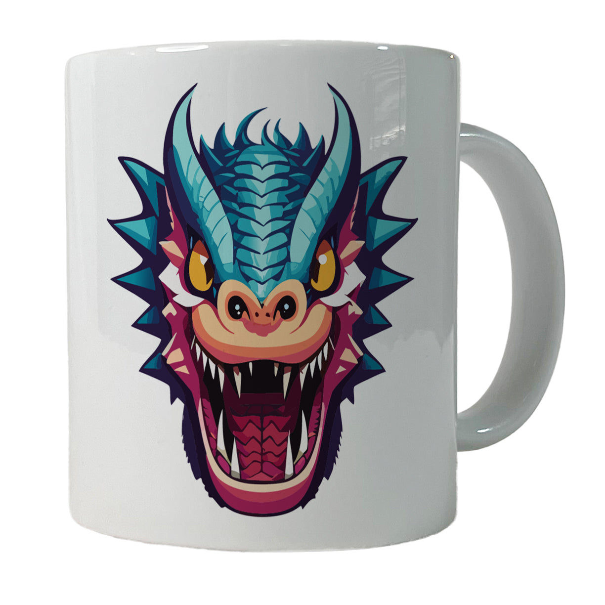 Dragon Face Angry Blue Ceramic Tea Coffee Mug Cup - 11oz