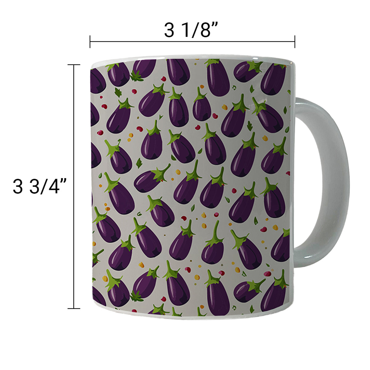 Eggplants Egg Plants Vegetables Scattered Pattern Ceramic Tea Coffee Mug Cup - 11oz