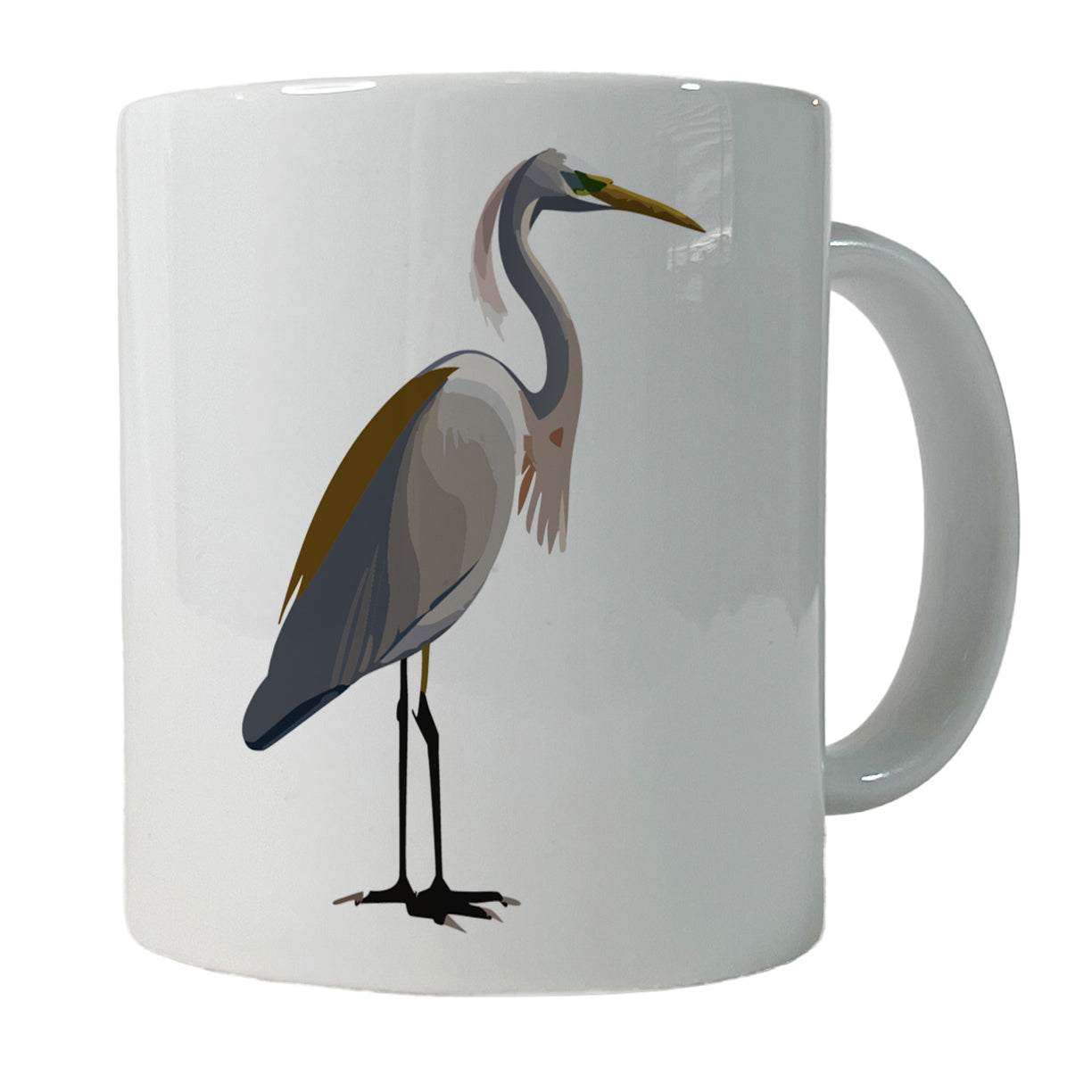 Egret Heron Bird Profile Ceramic Tea Coffee Mug Cup - 11oz