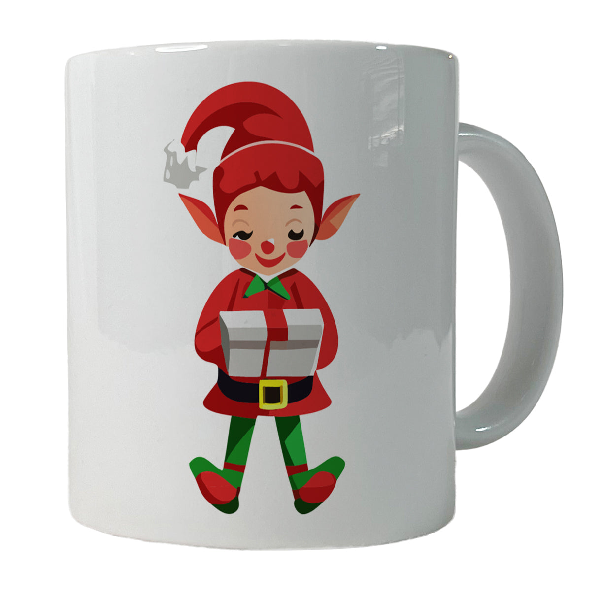 Elf Christmas Opening Present Ceramic Tea Coffee Mug Cup - 11oz