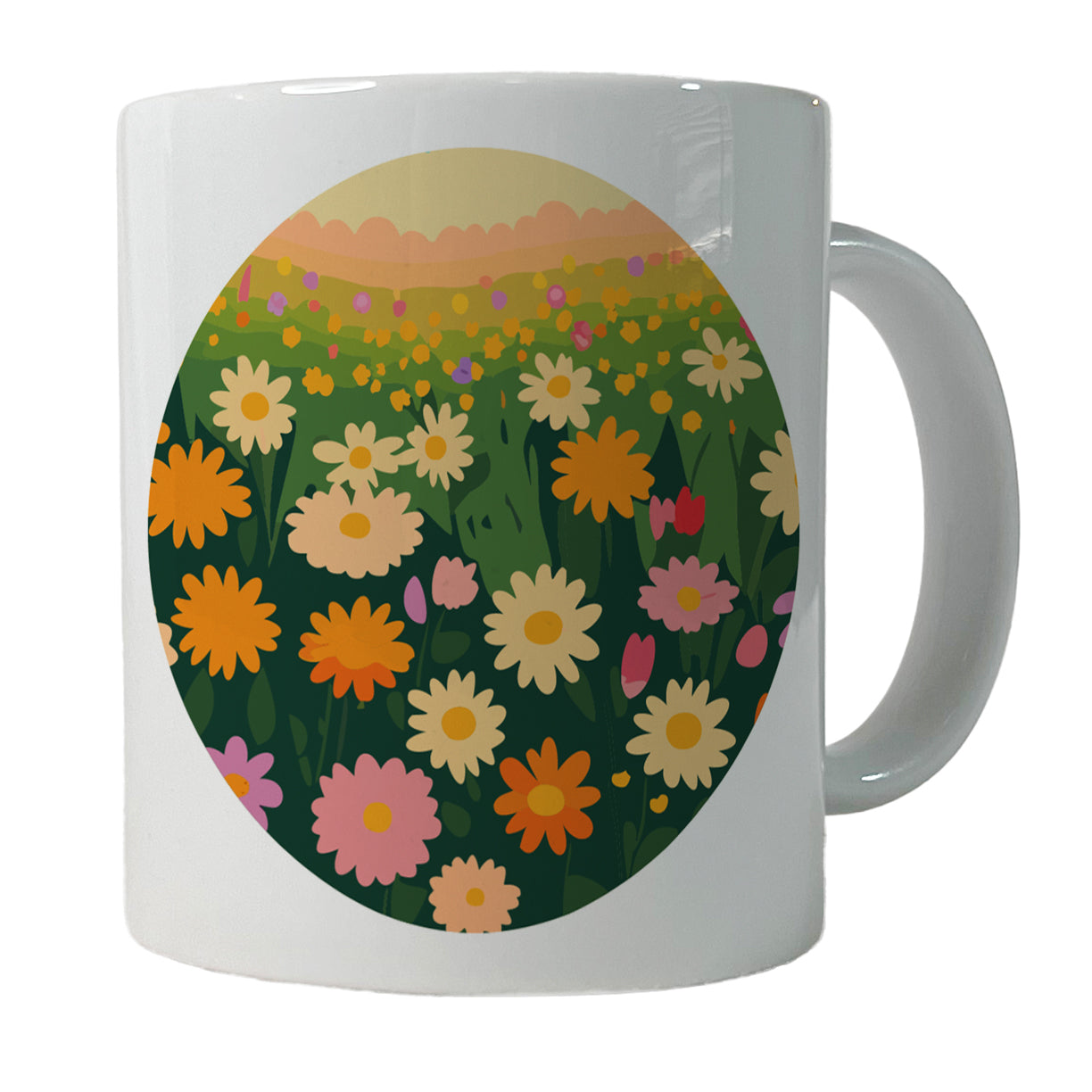 Flowers in Meadow Floral Ceramic Tea Coffee Mug Cup - 11oz
