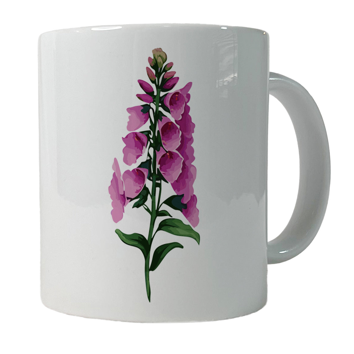 Foxglove Flowers Watercolor Ceramic Tea Coffee Mug Cup - 11oz