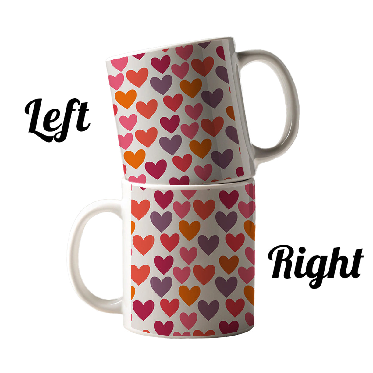 Hearts Purple Pink Orange Valentines Day Anniversary Love Ceramic Tea Coffee Mug Cup - 11oz