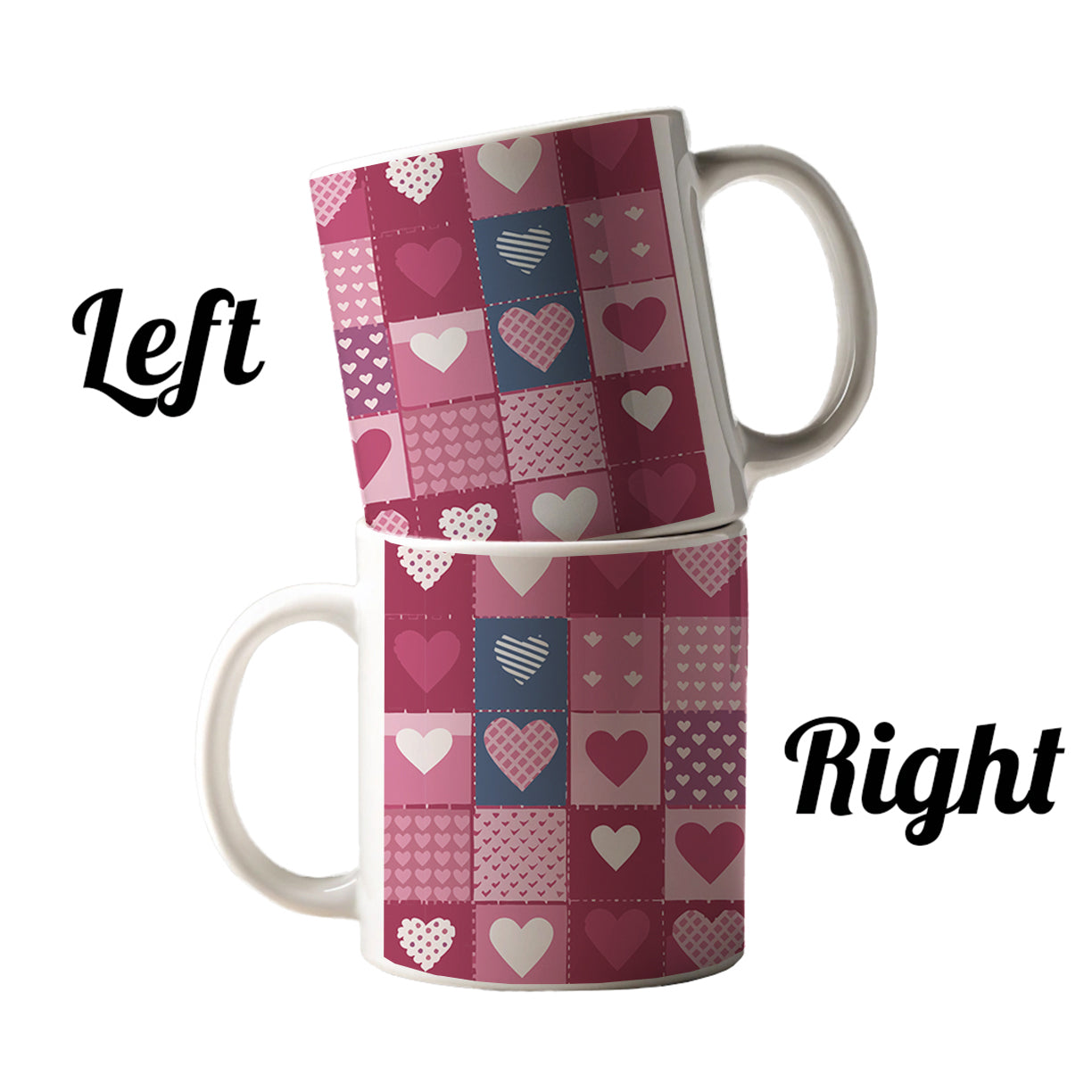 Hearts Quilt Valentines Day Anniversary Love Wedding Pattern Ceramic Tea Coffee Mug Cup - 11oz