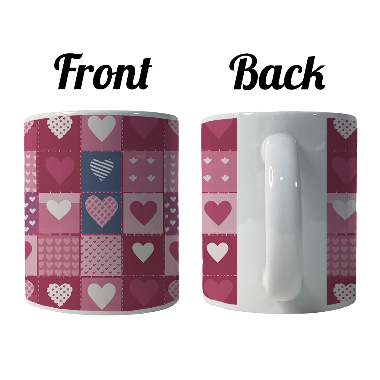 Hearts Quilt Valentines Day Anniversary Love Wedding Pattern Ceramic Tea Coffee Mug Cup - 11oz
