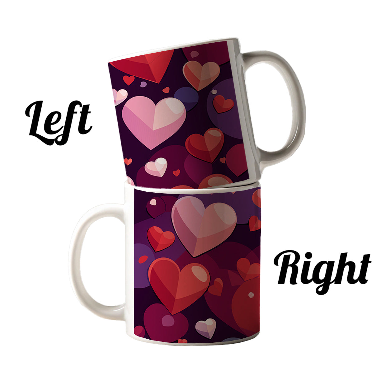 Hearts Scattered Love Valentines Anniversary Wedding Ceramic Tea Coffee Mug Cup - 11oz