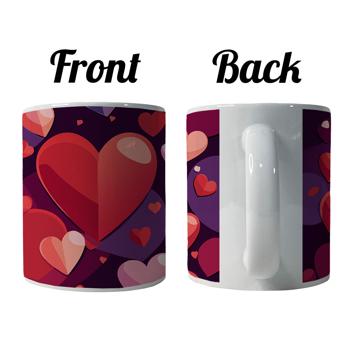 Hearts Scattered Love Valentines Anniversary Wedding Ceramic Tea Coffee Mug Cup - 11oz