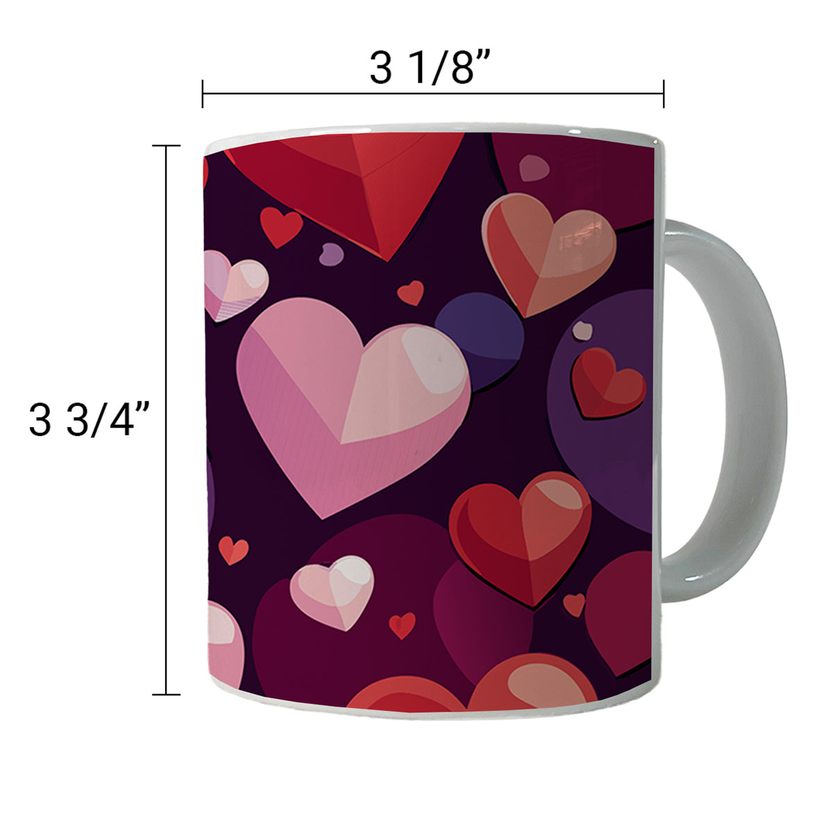 Hearts Scattered Love Valentines Anniversary Wedding Ceramic Tea Coffee Mug Cup - 11oz