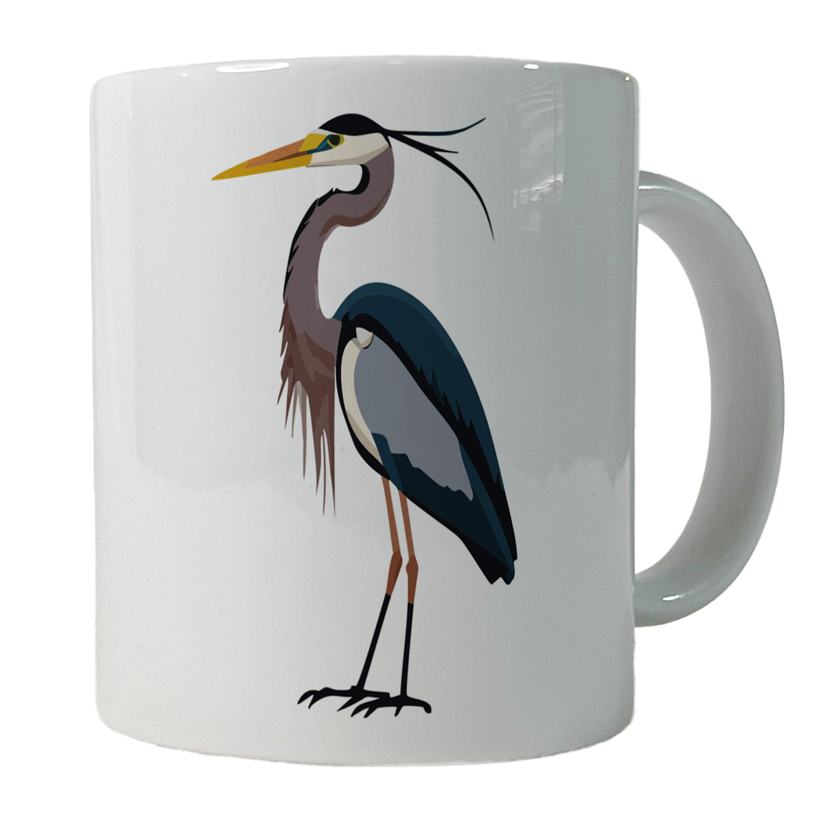 Heron Egret Bird Ceramic Tea Coffee Mug Cup - 11oz