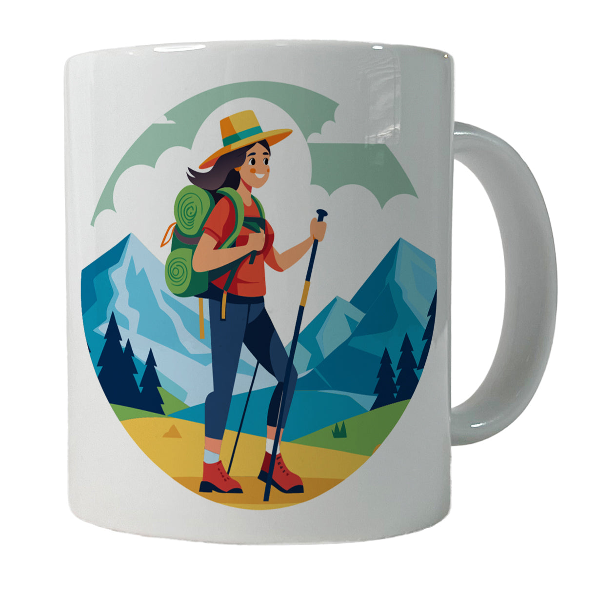 Hiker Hiking Backpacking Woman Ceramic Tea Coffee Mug Cup - 11oz