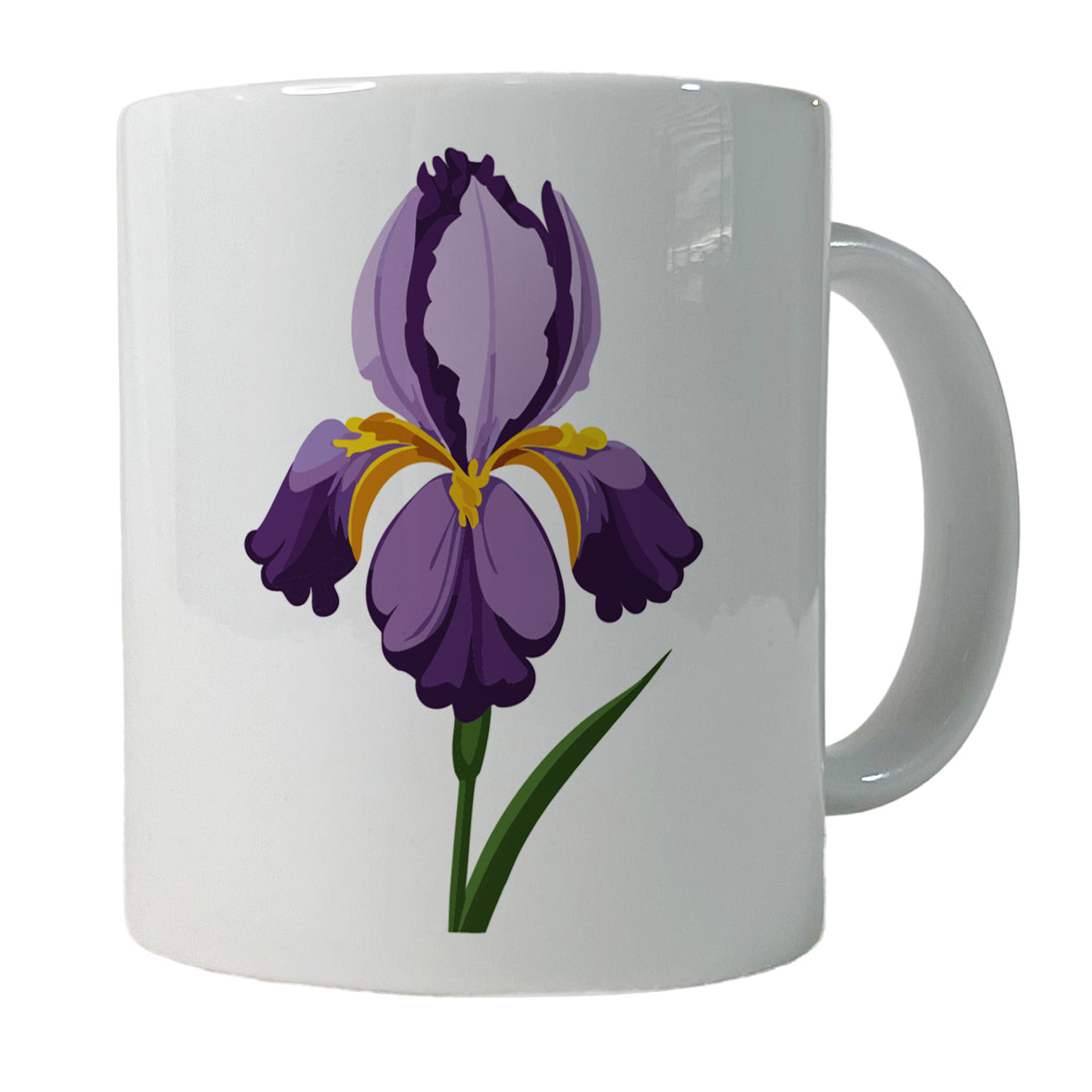 Iris Bearded Purple Flower Ceramic Tea Coffee Mug Cup - 11oz