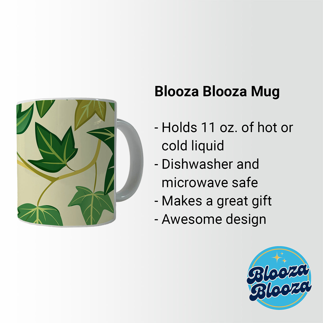 Ivy Vines Pattern Ceramic Tea Coffee Mug Cup - 11oz