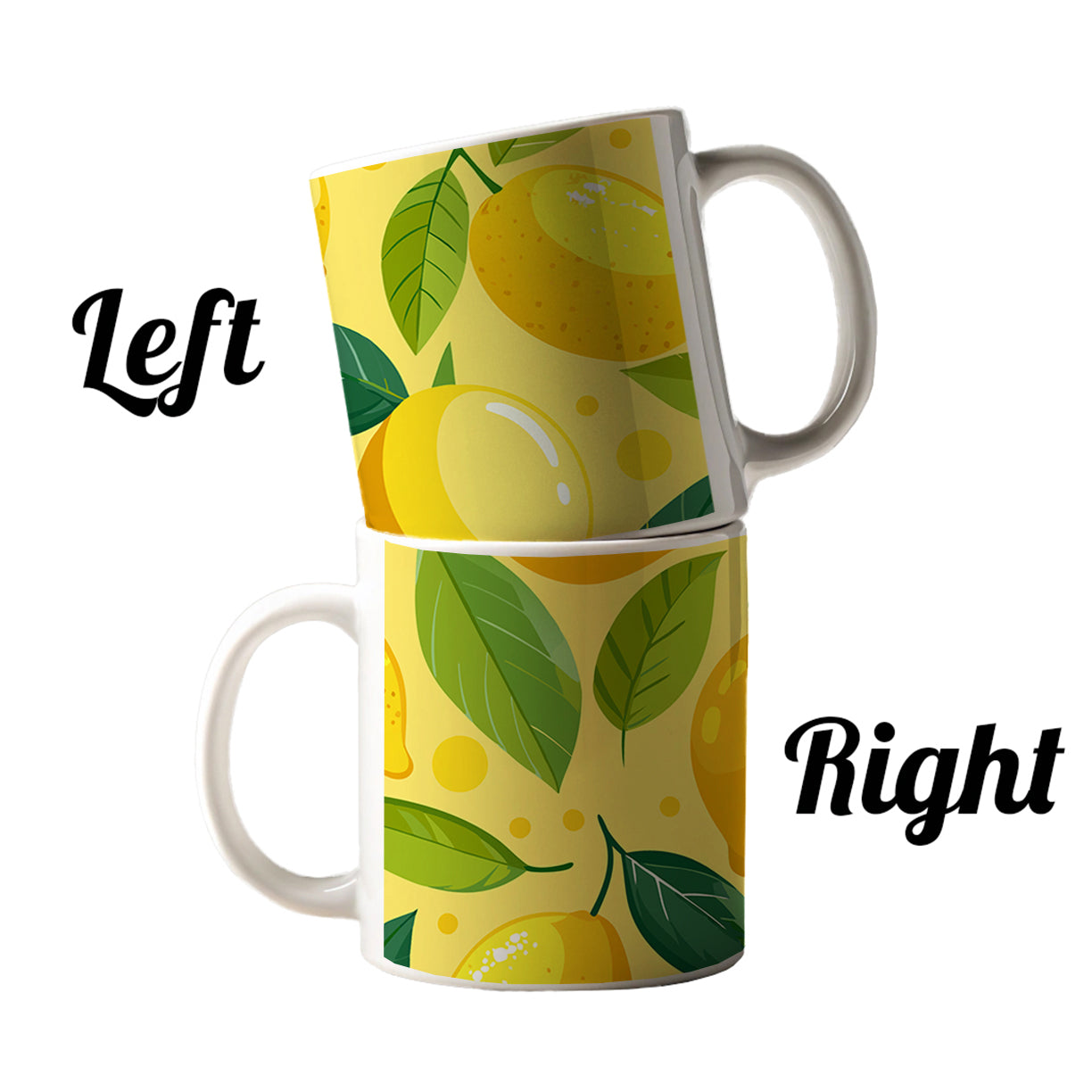 Lemons Fruit Scattered Pattern Ceramic Tea Coffee Mug Cup - 11oz
