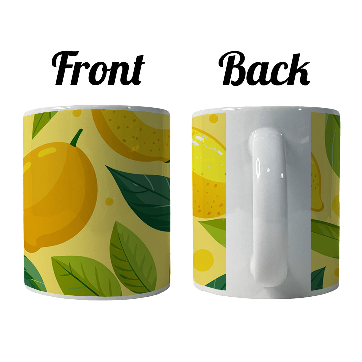 Lemons Fruit Scattered Pattern Ceramic Tea Coffee Mug Cup - 11oz