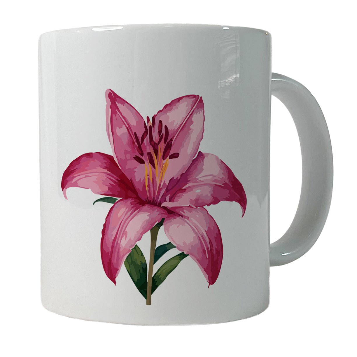 Lily Pink Flower Ceramic Tea Coffee Mug Cup - 11oz