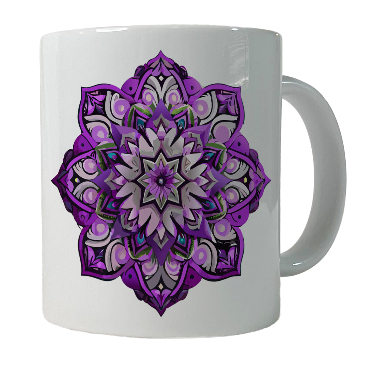 Mandala Purple Ceramic Tea Coffee Mug Cup - 11oz