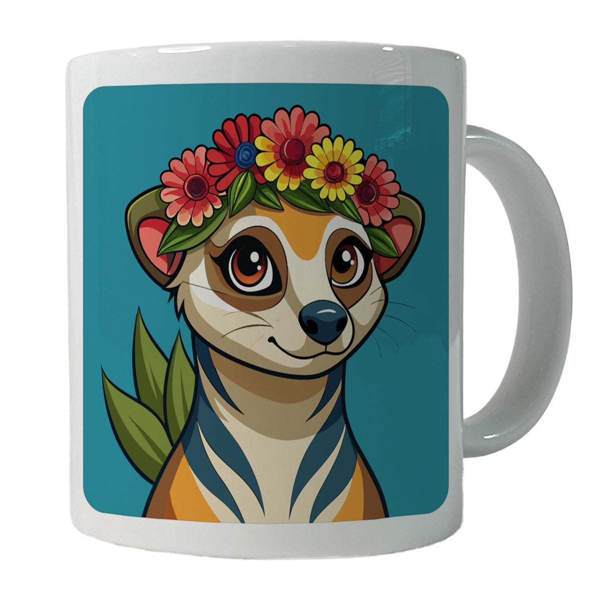 Meerkat Floral Flowers Ceramic Tea Coffee Mug Cup - 11oz