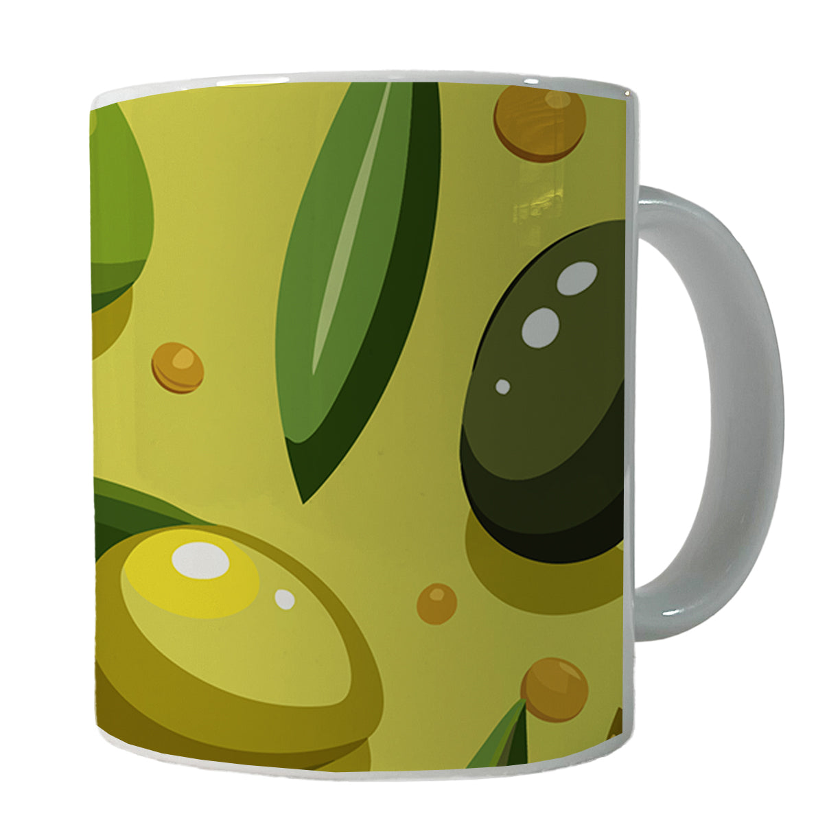 Olives Scattered Pattern Ceramic Tea Coffee Mug Cup - 11oz
