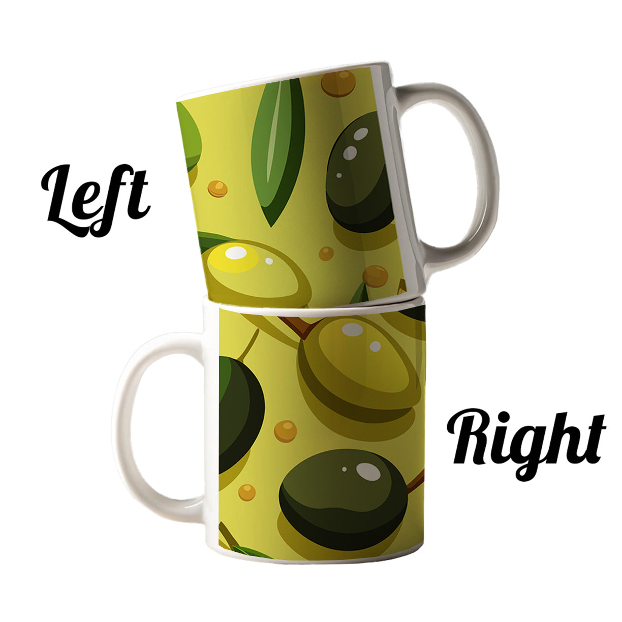 Olives Scattered Pattern Ceramic Tea Coffee Mug Cup - 11oz