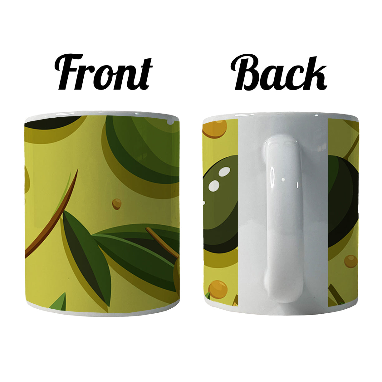 Olives Scattered Pattern Ceramic Tea Coffee Mug Cup - 11oz