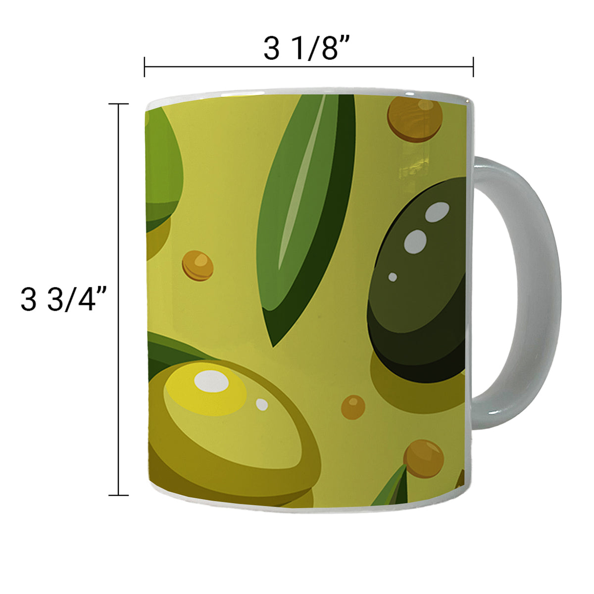 Olives Scattered Pattern Ceramic Tea Coffee Mug Cup - 11oz