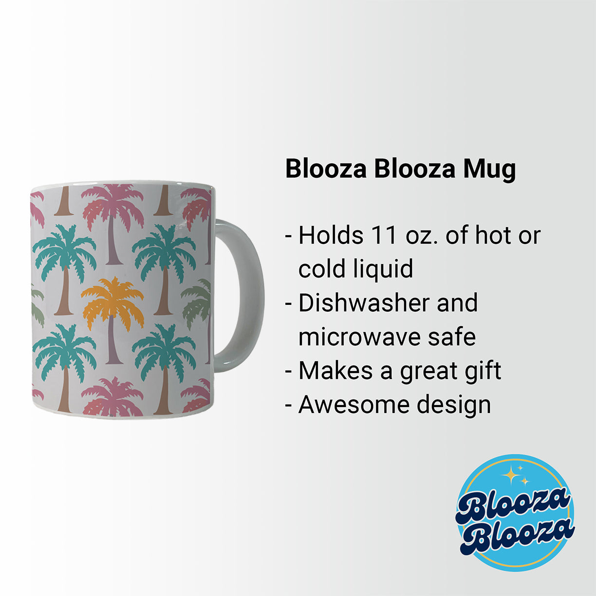 Palm Trees Tropical Pastel Pattern Ceramic Tea Coffee Mug Cup - 11oz