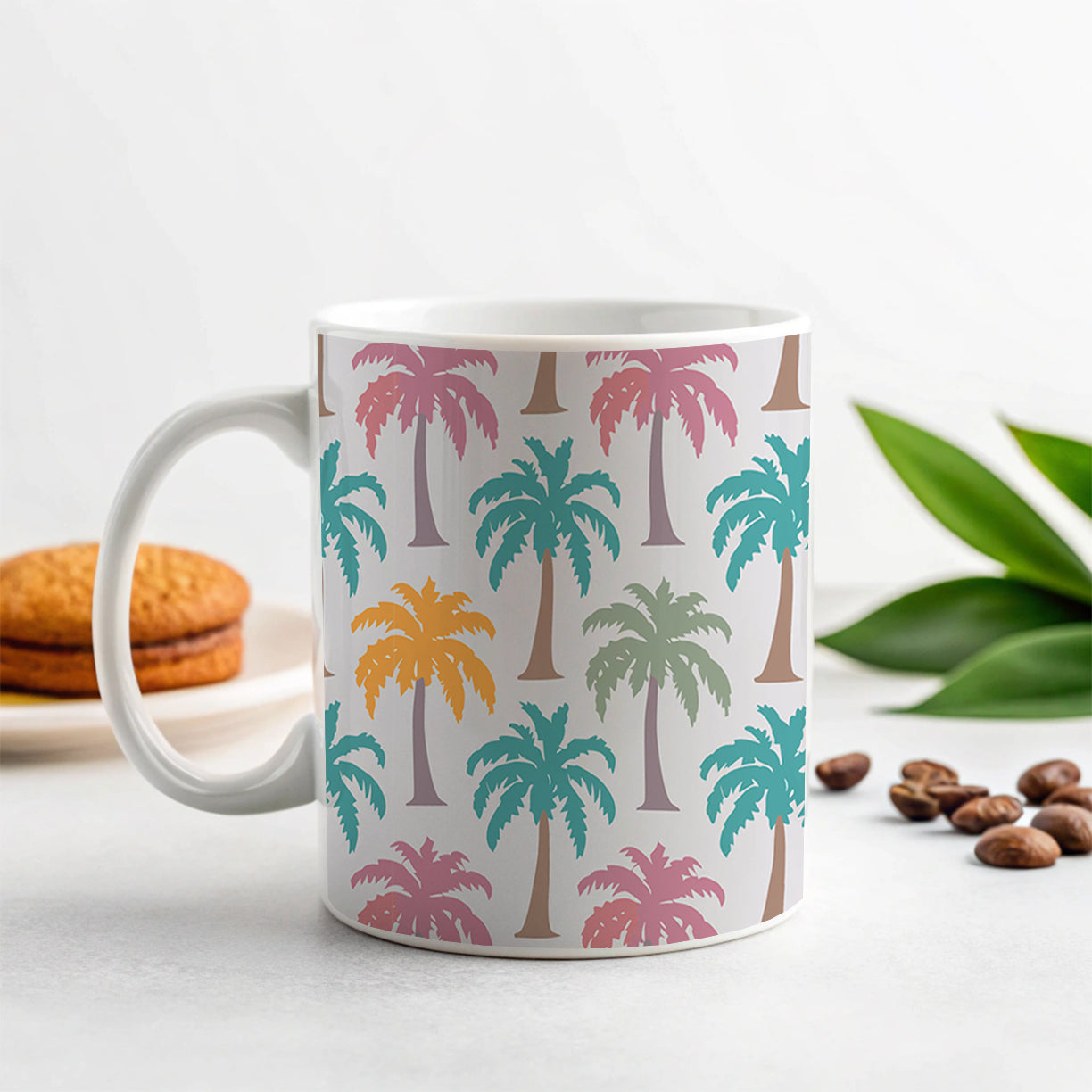 Palm Trees Tropical Pastel Pattern Ceramic Tea Coffee Mug Cup - 11oz