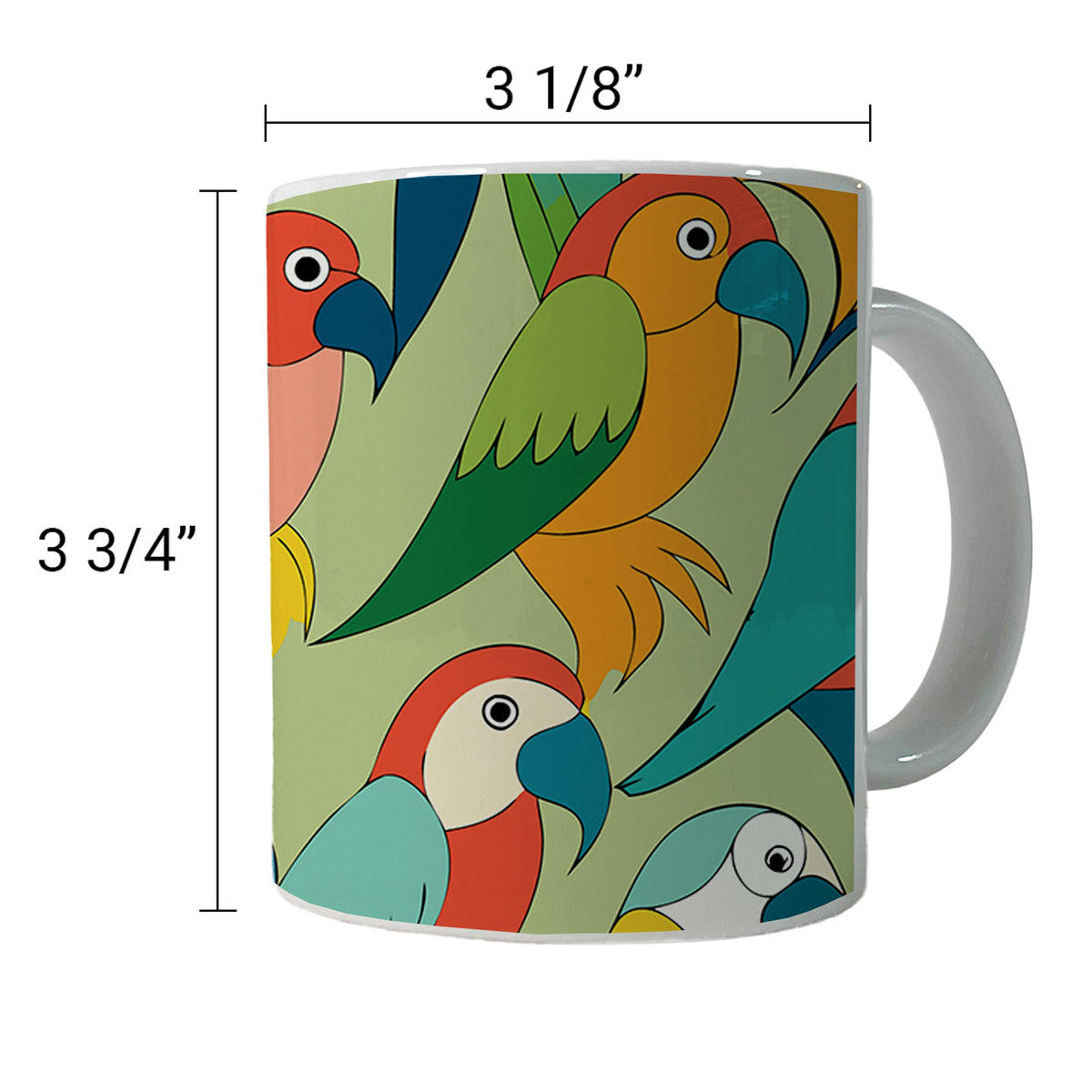 Parrots Pattern Ceramic Tea Coffee Mug Cup - 11oz