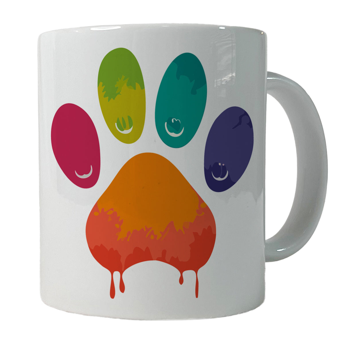 Paw Print Rainbow Dogs Cats Ceramic Tea Coffee Mug Cup - 11oz